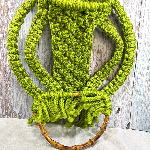 King Kroker the Frog Macrame Towel Holder Vintage 1977 Wall Hanging Boho - Picture 3 of 10